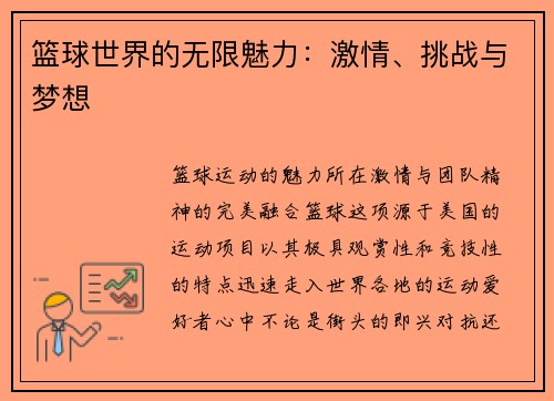 篮球世界的无限魅力：激情、挑战与梦想